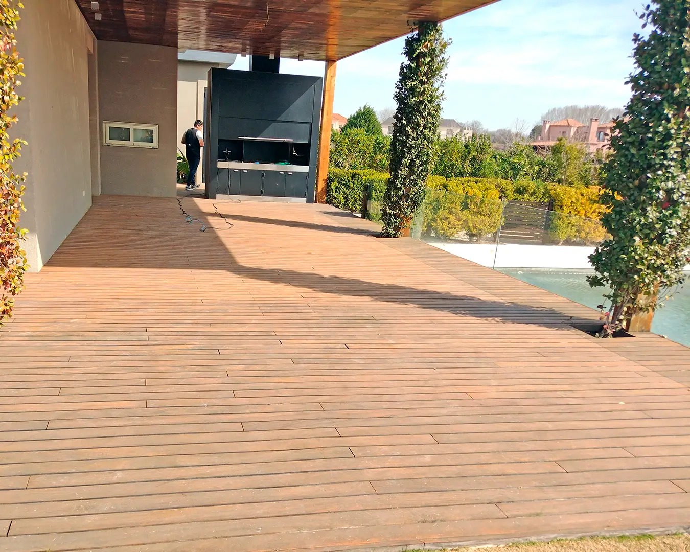 Restauración de decks de madera antes